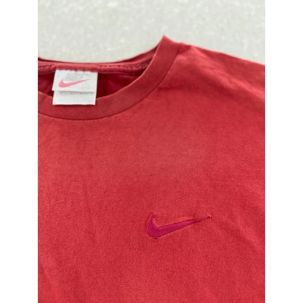 Nike - VTG T-Shirt Embroidered Swoosh Short Sleeve - Red - XXL - Mens